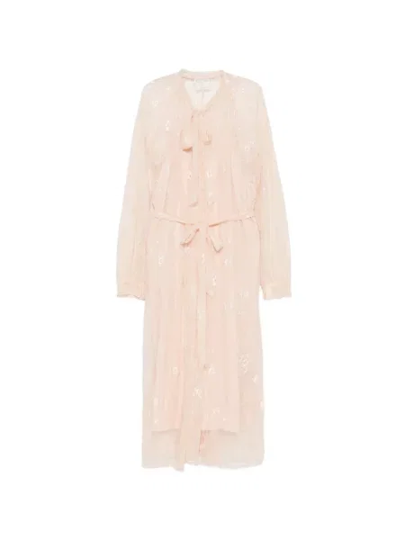 Rochie midi Forte_forte cu funde din dantelă roz