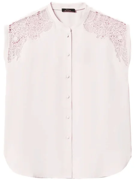 Cămașă Twinset cu broderie din țesătură twill roz