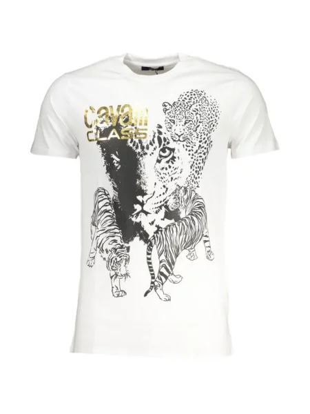 Tricou Cavalli Class cu imagine cu imprimeu animal print alb