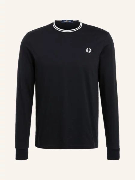 Fred Perry Koszulka Z Długim Rękawem schwarz czarna