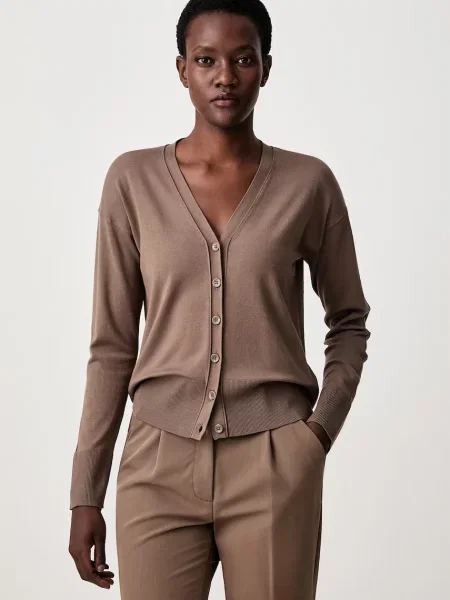 Sisley cardigan pentru femei cu vâscoză maro