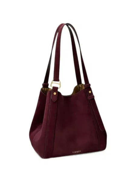 Τσάντα shopper Lauren Ralph Lauren σουέτ κόκκινο