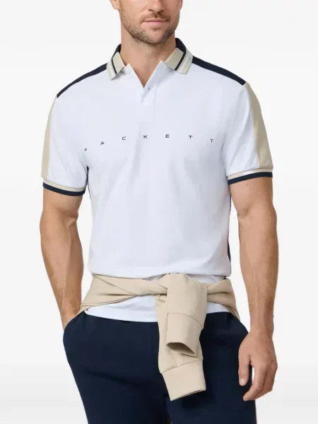 Tricou polo Hackett London cu imagine alb