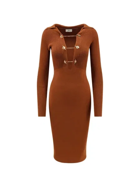 Rochie midi Elisabetta Franchi tricotate maro