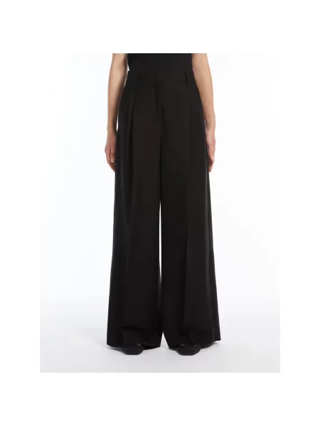 Lniane spodnie Weekend Max Mara czarne