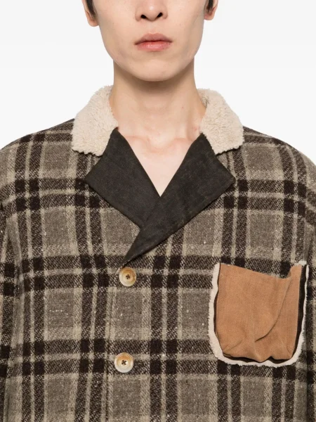 Geanta de piele Communs în carouri maro