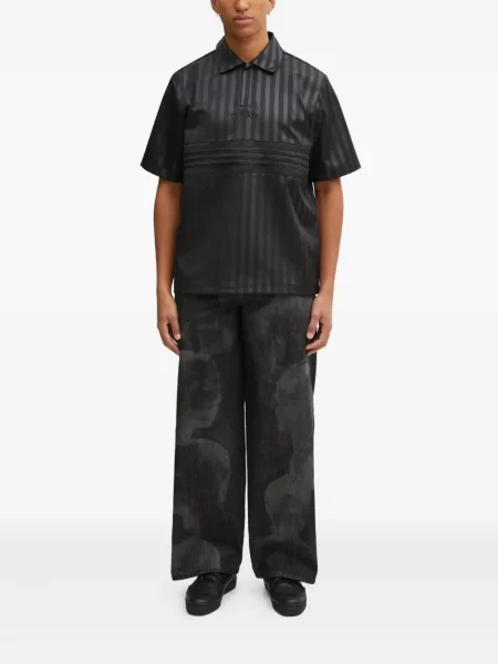 Geacă parka Adidas cu dungi cu glugă cu șireturi albastru