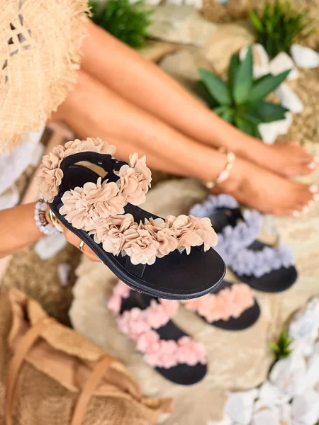 Sandale Resti cu model floral negru