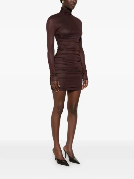 Rochie mini Aniye By cu volane maro