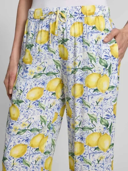 Spodnie capri z w całościowym wzorze Christian Berg Woman niebieskie