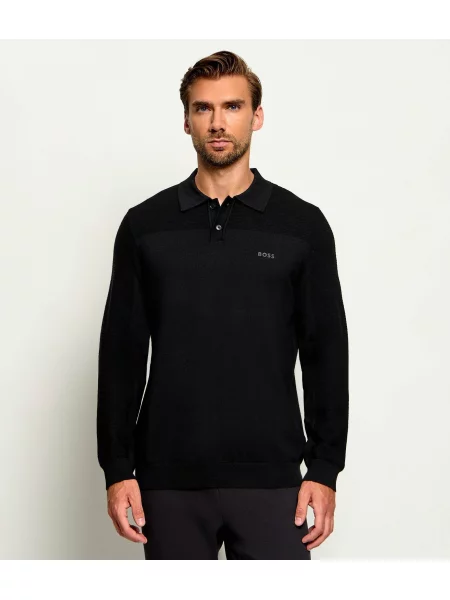 BOSS GREEN Pulover KN_Momentum-X PL cu adaos de lână negru