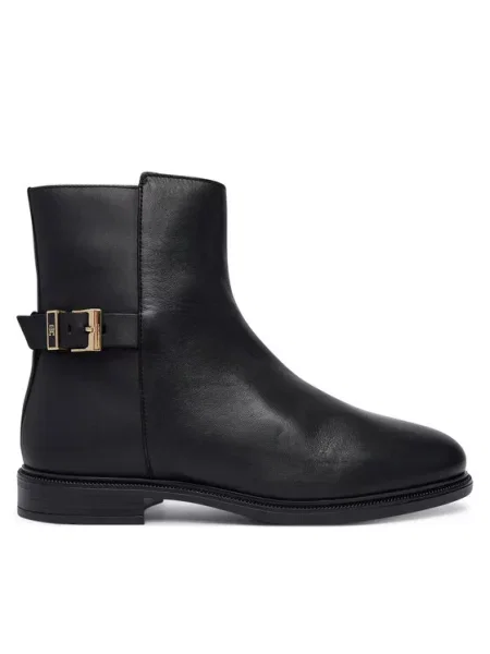Tommy Hilfiger Botine Th Buckle Leather Ankle Boot negru