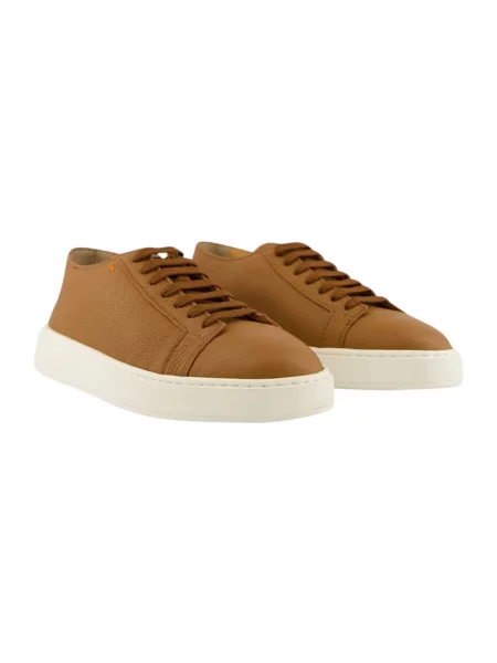 Sneakersy Santoni skórzane brązowe