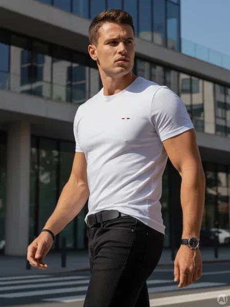 T-shirt basic z haftem Dstreet biały