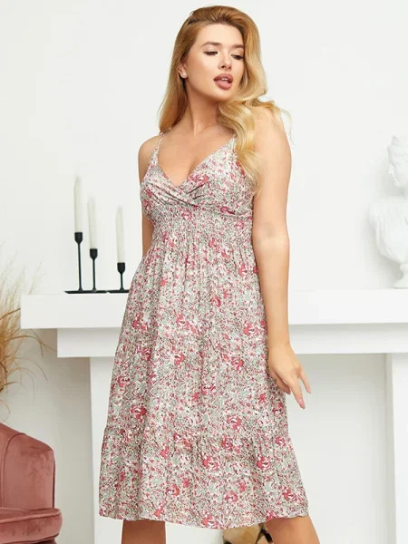 Rochie Resti cu model floral de costum verde