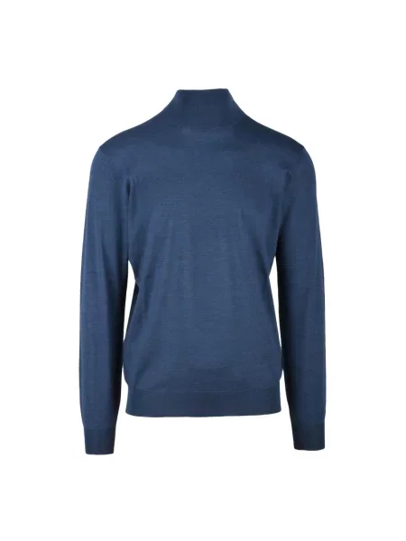 Lniany sweter z golfem Filippo De Laurentiis niebieski