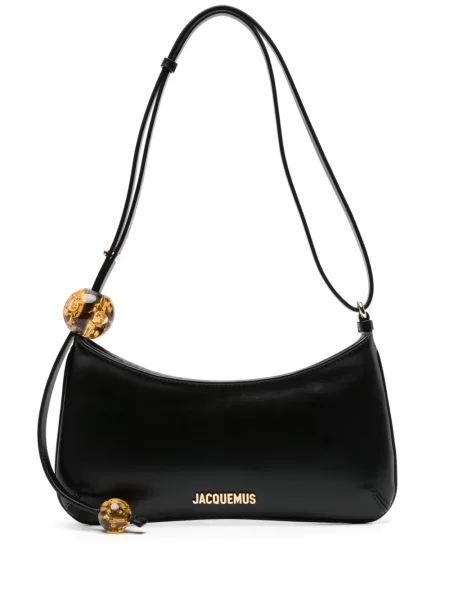 Geanta de piele Jacquemus cu perle din piele negru