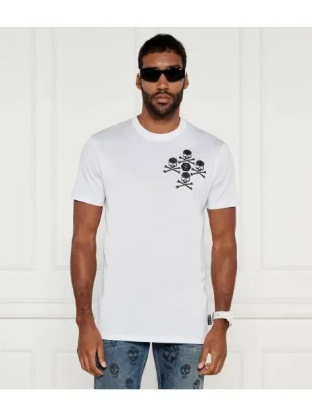Philipp Plein Tricou Skull&Bones alb
