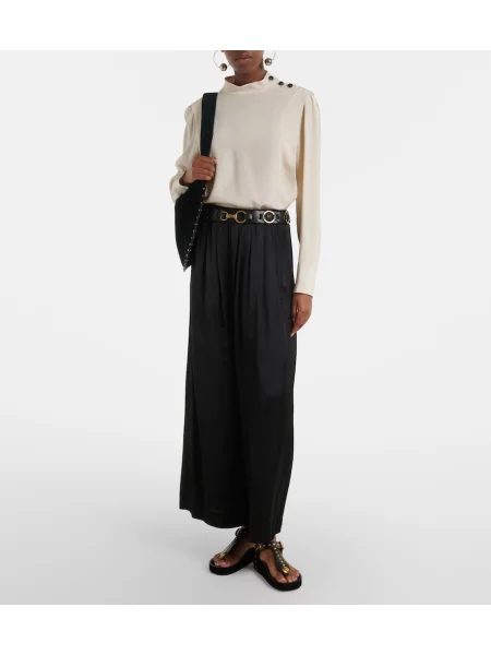 Pantaloni Isabel Marant din satin negru