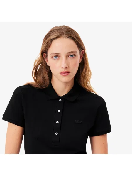 Lacoste Koszulka Polo Z Elastycznej Piki Bawełnianej Slim Fit czarna