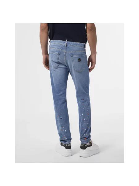 Jeansy straight leg Philipp Plein niebieskie