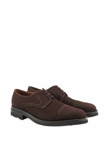 Pantofi derby Lottusse din nubuc maro