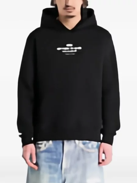 Hanorac cu glugă Alpha Industries cu imagine negru
