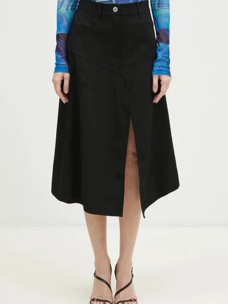 JW Anderson fustă de lână Patchwork A-Line Skirt midi evazată negru