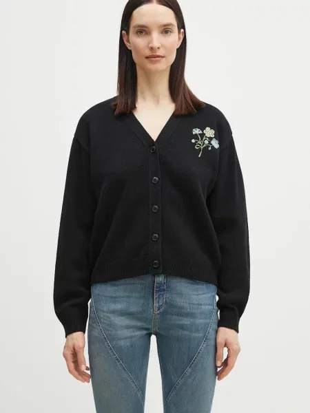 Μάλλινη ζακέτα Kenzo Jungle Flower μαύρο
