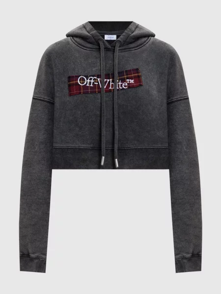 Укорочене худі Bookish Crop з логотипом Off-white сіре