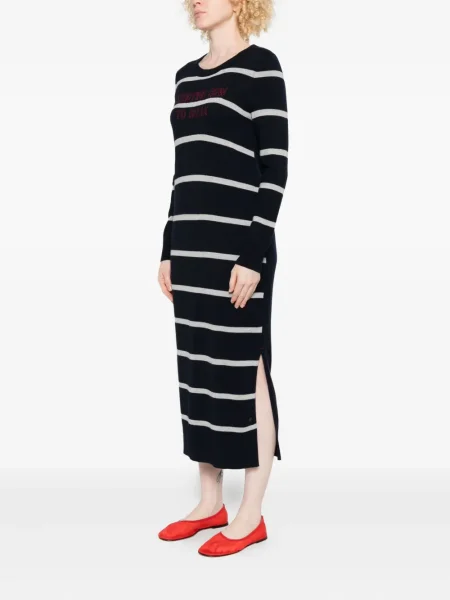Rochie midi Marc O'polo cu dungi cu decolteu rotund până la genunchi albastru