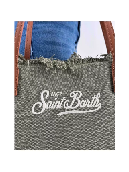 Shopperka Mc2 Saint Barth z frędzli zielona