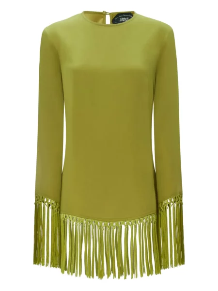 Rochie maxi Taller Marmo cu franjuri lungă de costum verde