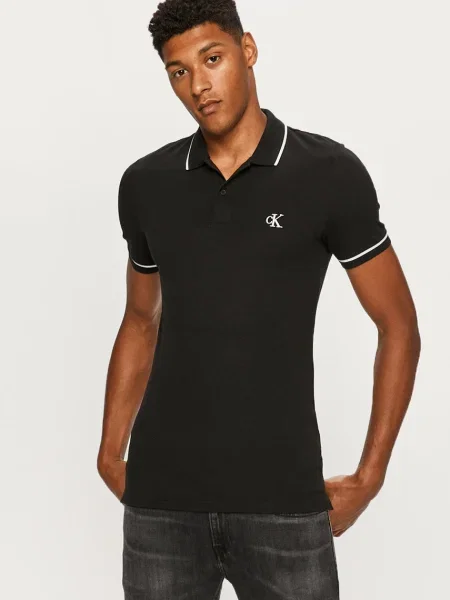 Calvin Klein Jeans Тениска с яка черно