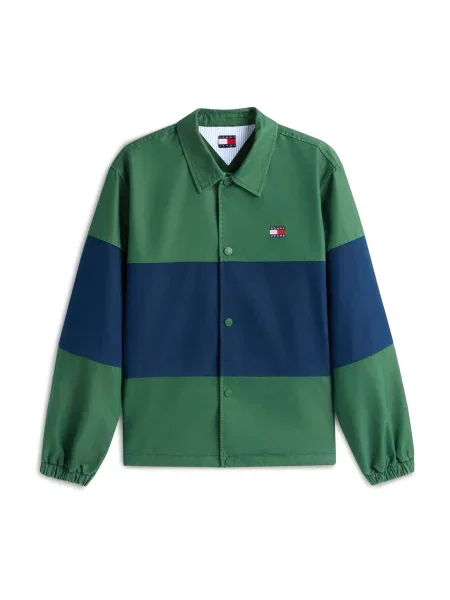 Tommy Jeans Prehodna jakna mornarska / temno modra / temno zelena bela