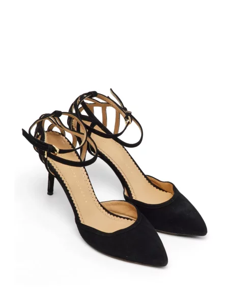 Pantofi cu toc Charlotte Olympia cu vârf ascuţit cu bretele negru