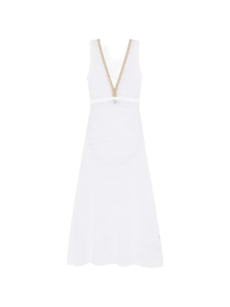 Sukienka midi Just Cavalli z dekoltem w serek biała