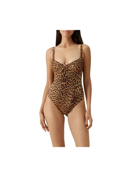 Stroj jednoczęściowy Melissa Odabash z nadrukiem w panterkę brązowy