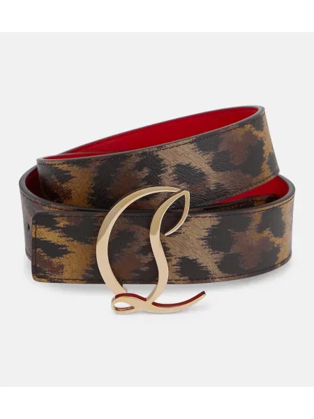 Curea Christian Louboutin din piele cu imagine cu imprimeu animal print