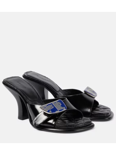 Papuci tip mules Burberry din piele negru