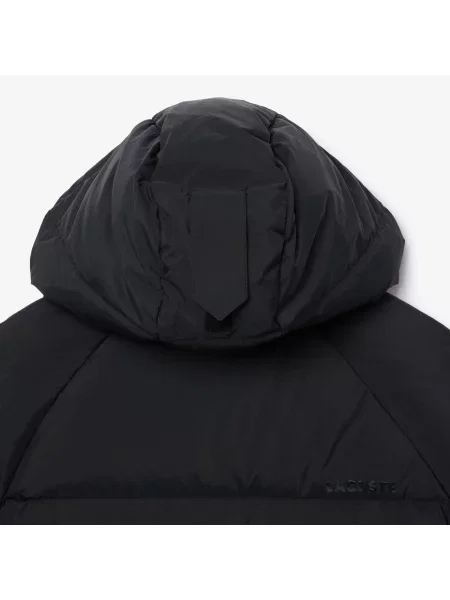 Lacoste Długa Oversize'Owa Kurtka Puchowa Z Logo czarna