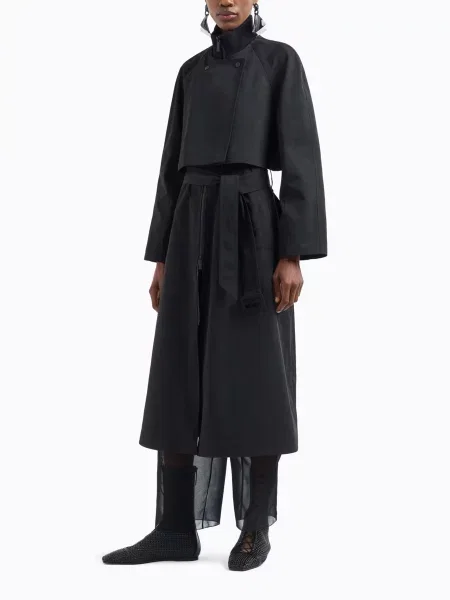 Тренч Emporio Armani поліестер/бавовна чорний