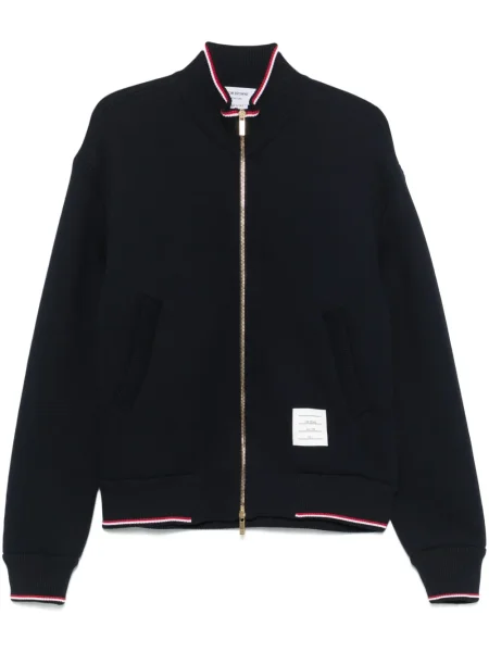 Geacă Thom Browne cu dungi tricotate albastru