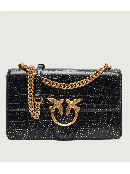 Pinko De piele geantă pe umăr Love One Classic Light Dc. negru