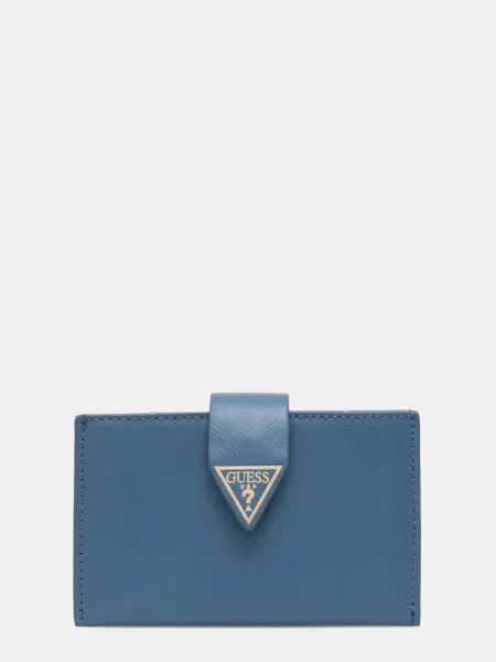 Кожен портфейл Guess MIRIAM дамски синьо