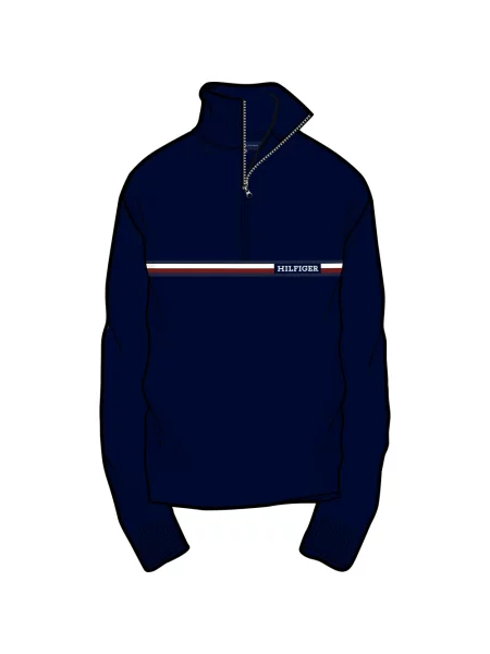 Sweter Tommy Hilfiger w paski z logo niebieski