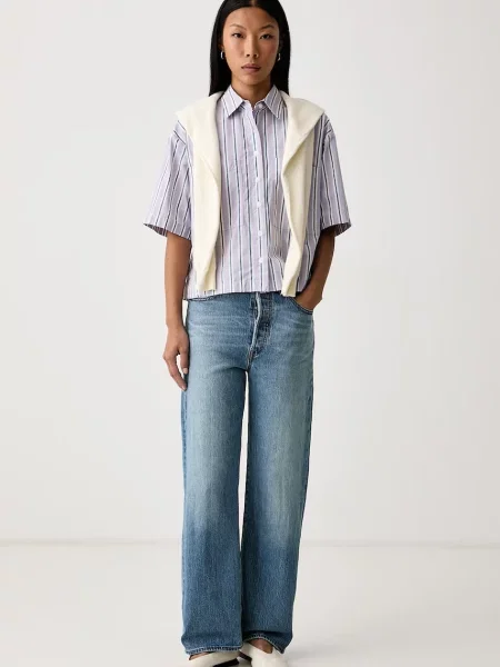 Levi's rifle rovné dámske RIBCAGE STRAIGHT ANKLE modrá