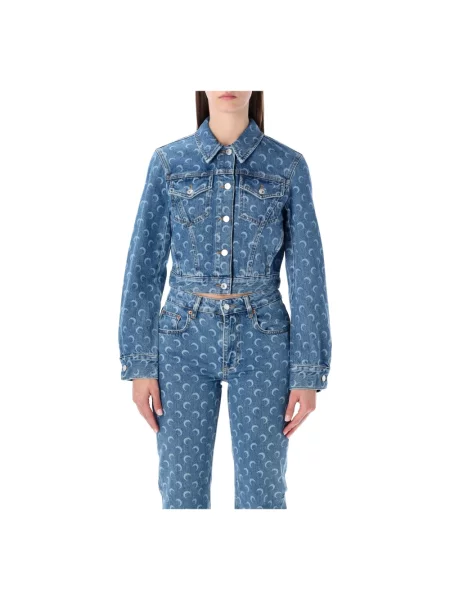 Krótka kurtka Marine Serre niebieska