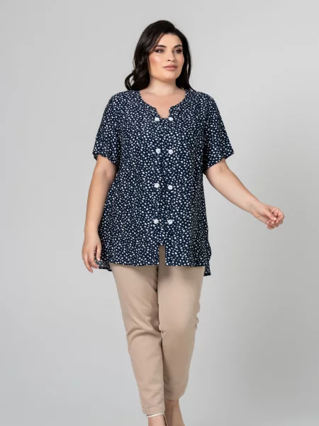 Блуза All Posa темно-синій бавовна/поліестер синя