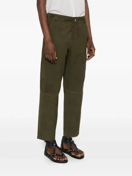 Pantaloni de piele Ba&sh din piele verde